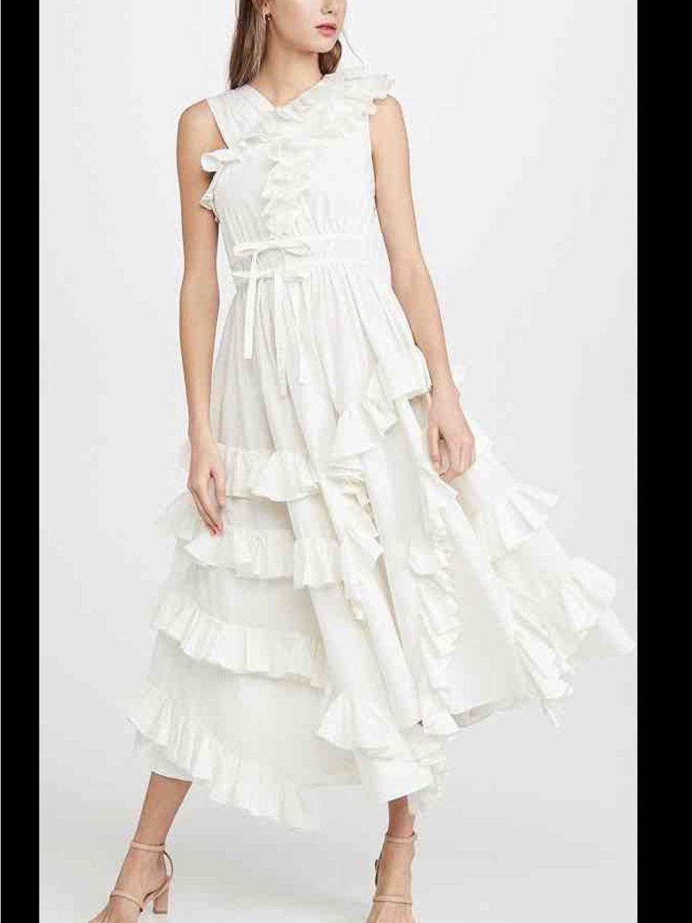 Ulla Johnson womens’s Imogen white Asymmetrical Ruffle Midi Dress NWT size 2!